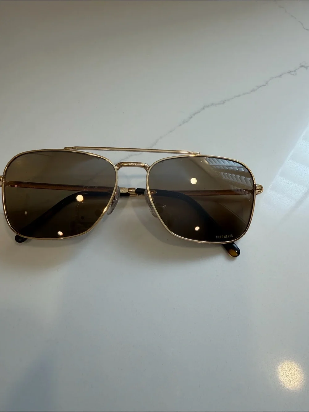 Ray-Ban Gold Frame Caravan Sunglasses with Brown Lenses